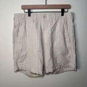 Abercrombie & Fitch Shorts Men's Size 32 Beige Tan Stripe Cotton Linen Resort